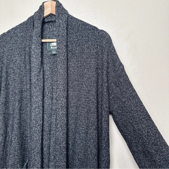 Roots Womens Medium Shawl Collar Heathered Black Knit Cardigan - Picture 6 of 15